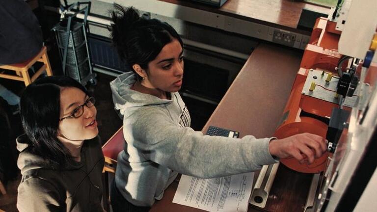 Students conducting an experiment.